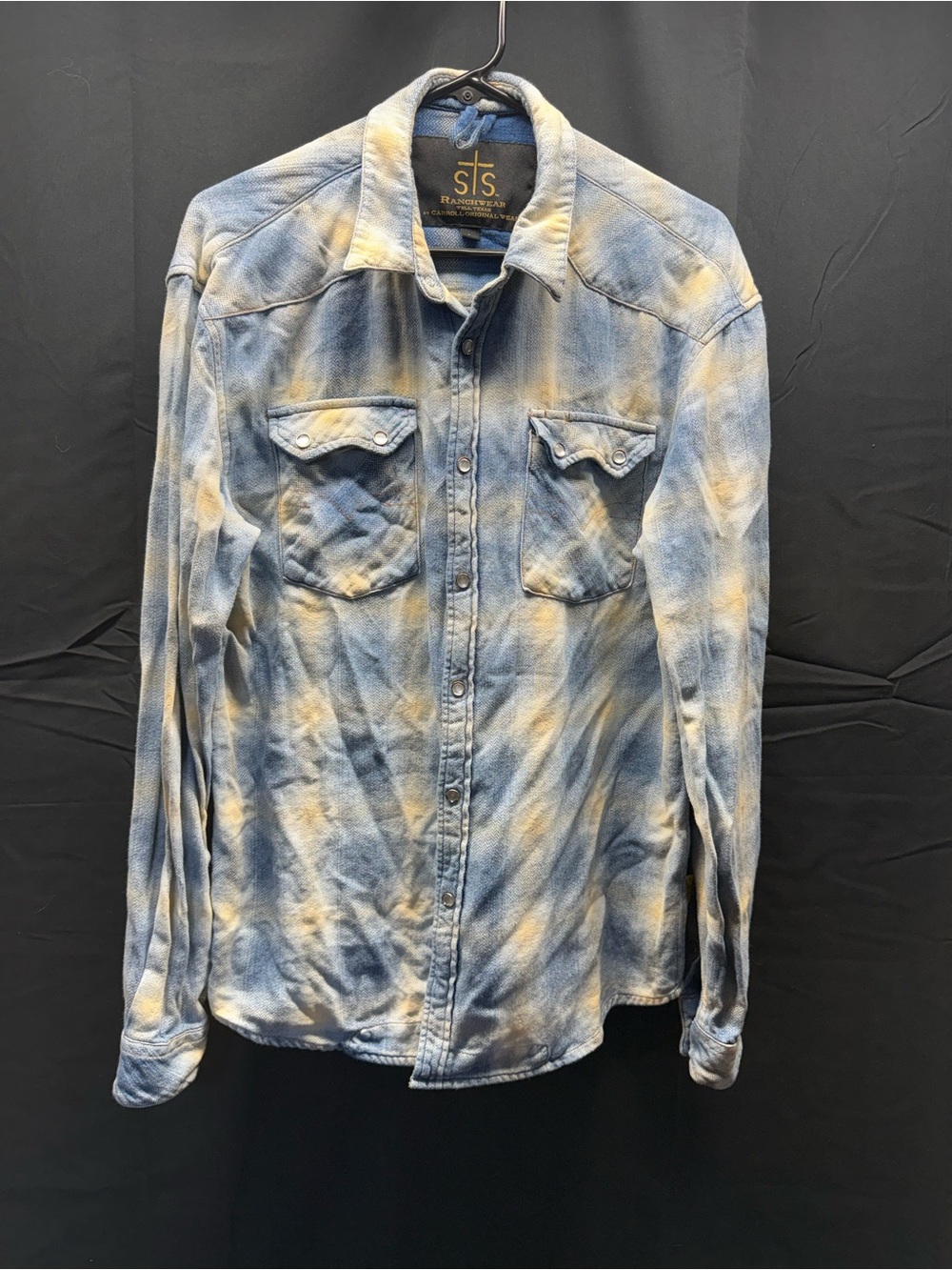 STS Ranchwear Bleached Heavy Cotton Western Shirt Sz Lg (3ad)